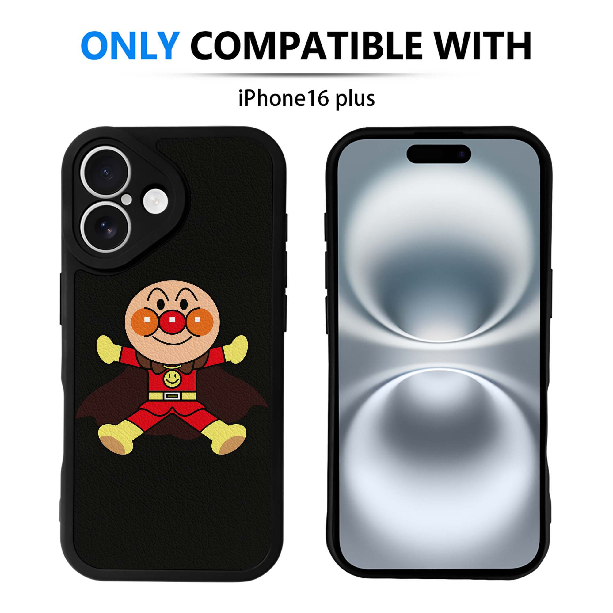 （画像用） アンパンマン Anpanman 【iPhone 16シリーズ対応】シリコンスマホケース（レザー調） 材質：シリコン